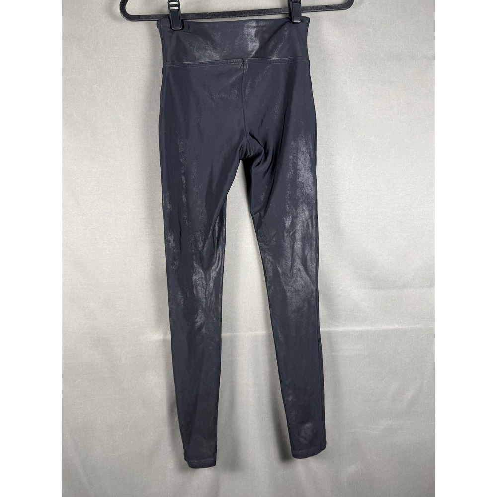 Spanx Faux Leather Leggings Women Small Petite Black Metallic Shimmer High Rise